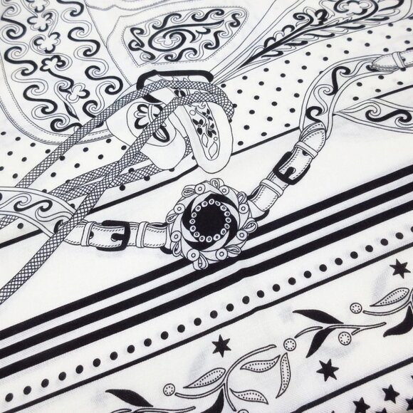 HERMES Carrejean/Shawl Carre 140 White Black Cashmere Silk Scarf - Picture 2 of 7
